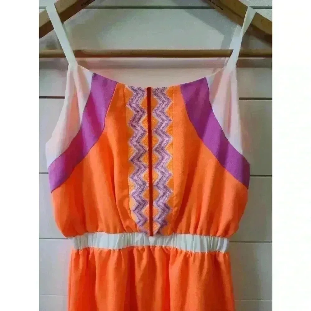 GB Girls Size M Neon Orange and Purple Maxi Dress